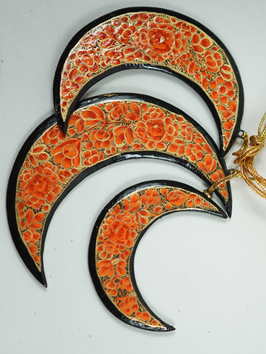 Half Moon -Handcrafted Paper Mache Christmas Ornaments & Festive Décor - KaarKash